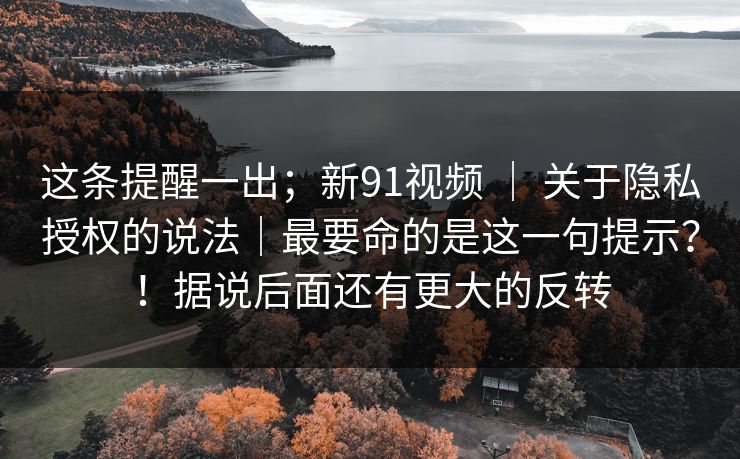 这条提醒一出;新91视频 | 关于隐私授权的说法|最要命的是这一句提示?!据说后面还有更大的反转 这条提醒一出;新91视频 | 关于隐私授权的说法|最要命的是这一句提示?!据说后面还有更大的反转