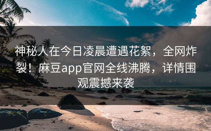 神秘人在今日凌晨遭遇花絮，全网炸裂！麻豆app官网全线沸腾，详情围观震撼来袭